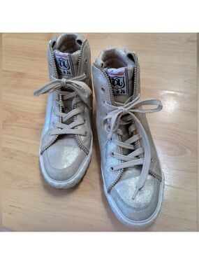 Ash Women's  Gold Metallic High-Tops Zipper Detail size 7